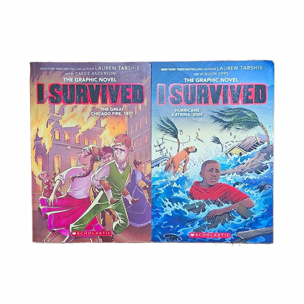 Lot Of 2 I Survived Graphic Novels Great Chicago Fire & Katrina Scholastic 2022